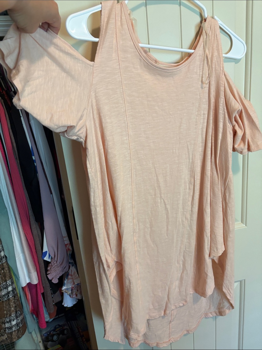 Love in Soft Peach Cold-Shoulder Tunic